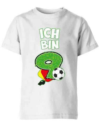 T-Shirt 9 Geburtstag Fußball Fußballer Rote Gelbe Karte für Junge und Mädchen