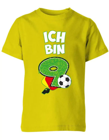 T-Shirt 9 Geburtstag Fußball Fußballer Rote Gelbe Karte für Junge und Mädchen