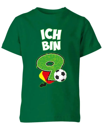 T-Shirt 9 Geburtstag Fußball Fußballer Rote Gelbe Karte für Junge und Mädchen