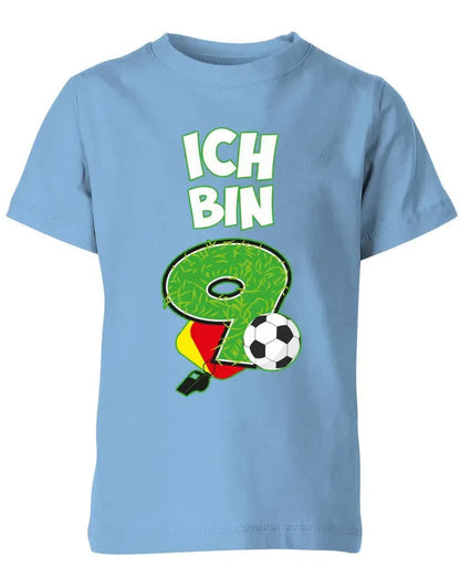 T-Shirt 9 Geburtstag Fußball Fußballer Rote Gelbe Karte für Junge und Mädchen