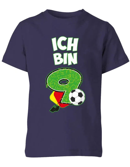 T-Shirt 9 Geburtstag Fußball Fußballer Rote Gelbe Karte für Junge und Mädchen