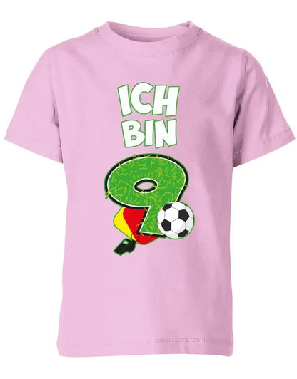 T-Shirt 9 Geburtstag Fußball Fußballer Rote Gelbe Karte für Junge und Mädchen