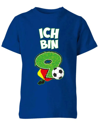 T-Shirt 9 Geburtstag Fußball Fußballer Rote Gelbe Karte für Junge und Mädchen