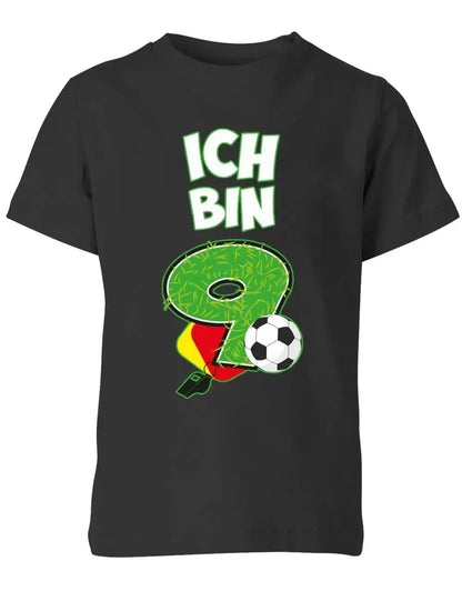 T-Shirt 9 Geburtstag Fußball Fußballer Rote Gelbe Karte für Junge und Mädchen
