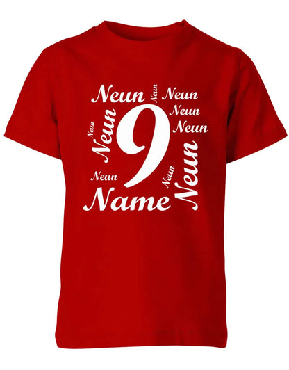 T-Shirt 9 Geburtstag Ganz viele Neunen personalisierbar mit Name für Jungen und Mädchen