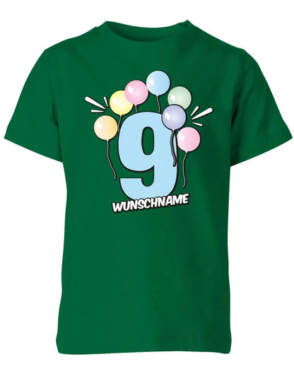 T-Shirt 9 Geburtstag Pastell Luftballons personalisiert mit Name für Junge und Mädchen