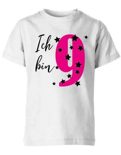 T-Shirt 9 Geburtstag ich bin 9 mit Sterne verziert für Mädchen