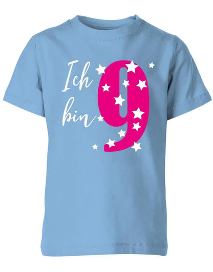 T-Shirt 9 Geburtstag ich bin 9 mit Sterne verziert für Mädchen