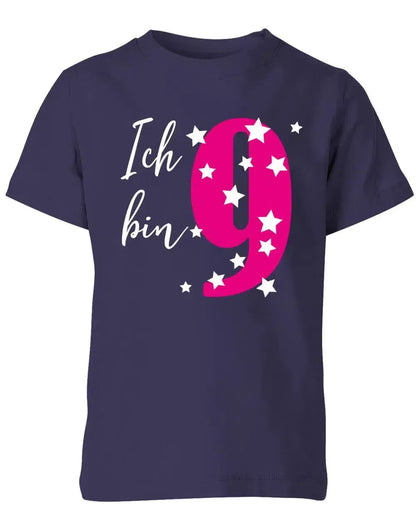 T-Shirt 9 Geburtstag ich bin 9 mit Sterne verziert für Mädchen