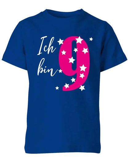 T-Shirt 9 Geburtstag ich bin 9 mit Sterne verziert für Mädchen
