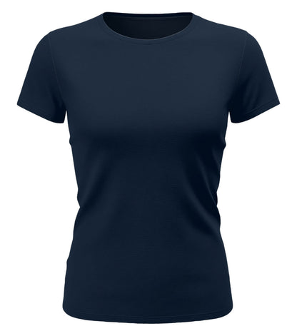 Damen T-Shirt – Unbedruckt Einfarbig aus Baumwolle Navy