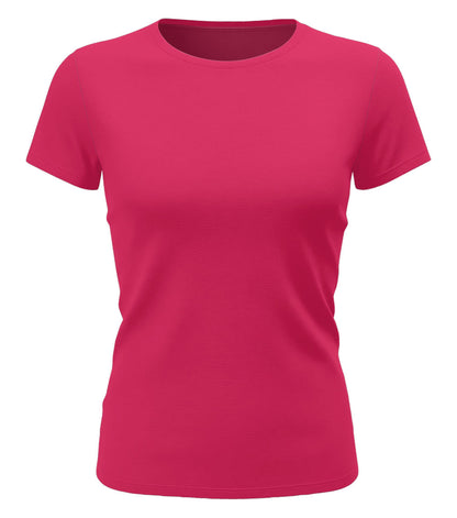 Damen T-Shirt – Unbedruckt Einfarbig aus Baumwolle Sorbet