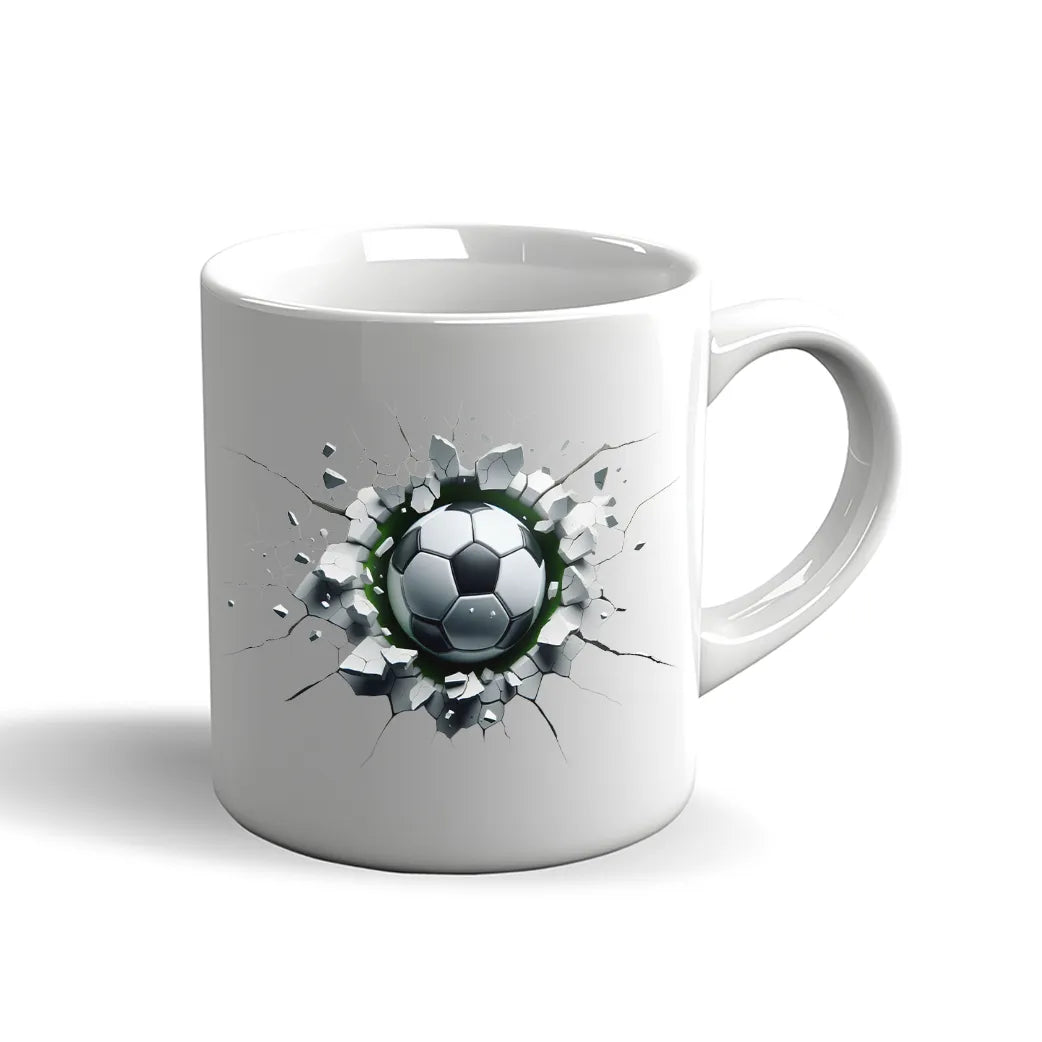Fußball Tasse – 3D Effekt Motiv mit durchbrechendem Ball
