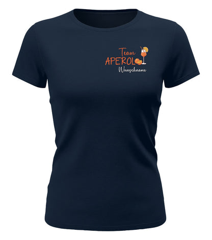 Team Aperol Shirt Damen dunkelblau – personalisiertes Aperol T Shirt