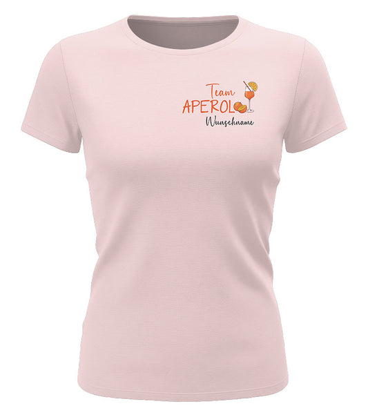 Aperol T Shirt Damen rosa – Team Aperol mit Wunschname