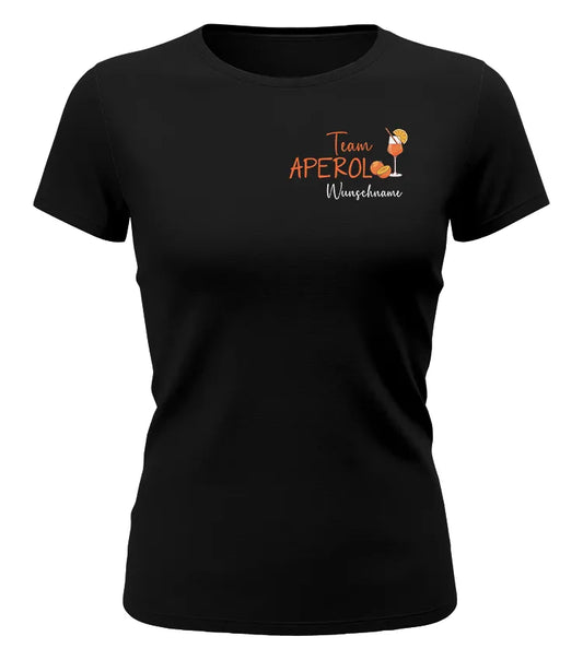 Team Aperol – Damen T-Shirt mit Wunschname - Schwarz