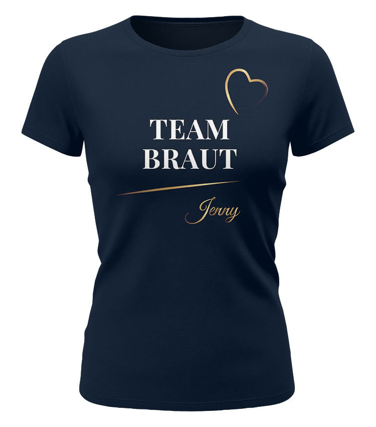 Team Braut T Shirt blau Damen – JGA Shirt personalisiert Frauen