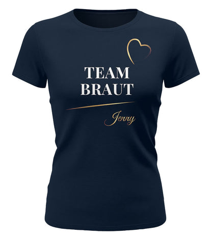 Team Braut T Shirt blau Damen – JGA Shirt personalisiert Frauen