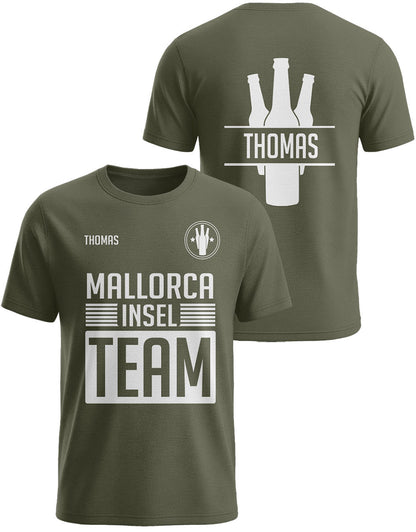 Mallorca Insel Team Shirt army grün Männer mit Name Urlaub Gruppe
