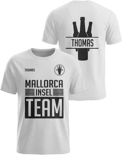 Mallorca Team Herren T-Shirt weiß mit Name Urlaub Shirt Männer