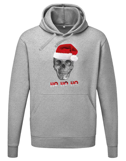 Totenkopf mit Weihnachtsmütze Ho Ho Ho Weihnachten Hoodie Unisex
