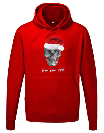 Totenkopf mit Weihnachtsmütze Ho Ho Ho Weihnachten Hoodie Unisex