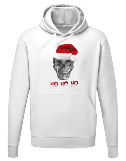 Totenkopf mit Weihnachtsmütze Ho Ho Ho Weihnachten Hoodie Unisex