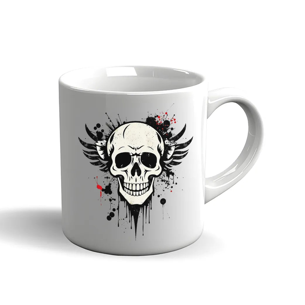 Totenkopf Tasse – Dark Skull Design mit Flügeln & Blutspritzern