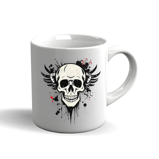 Totenkopf Tasse – Dark Skull Design mit Flügeln & Blutspritzern