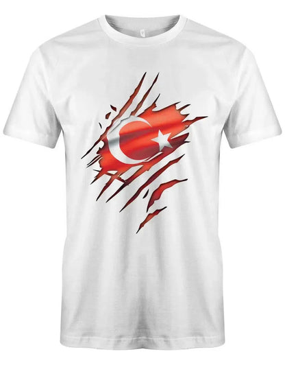 Türkei aufgerissen Herren T-Shirt Weiß mit Flaggen Fan Design