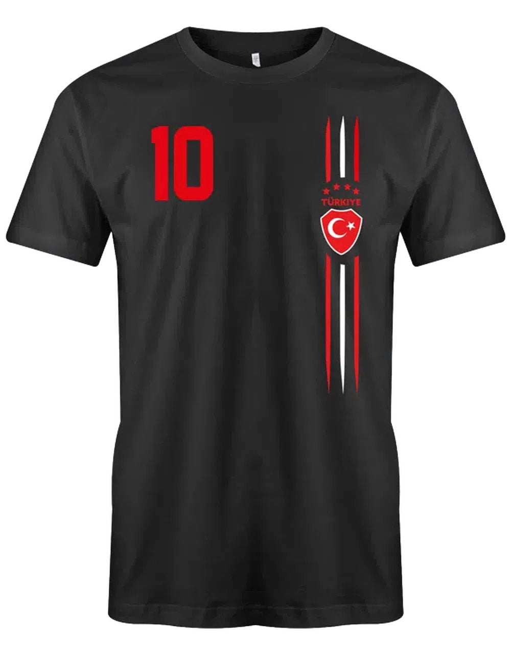 Türkiye Tshirt mit Wunschnummer nur auf Vorderseite schwarz rot
