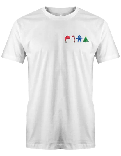 Weihnachten Mütze Zuckerstange Lebkuchen Tannenbaum Herren T Shirt Brustmotiv