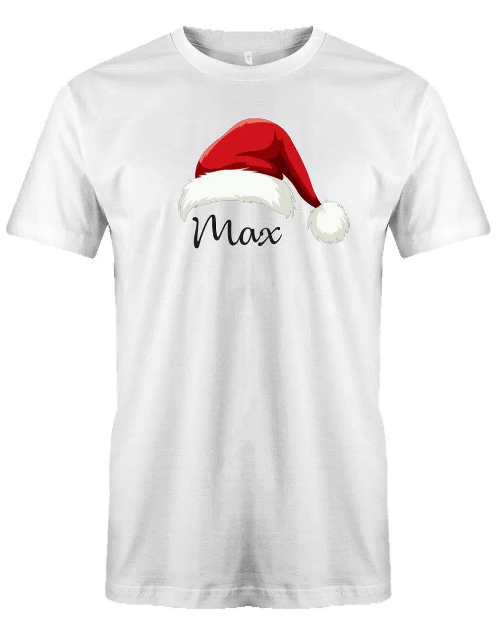 Weihnachtsmütze mit Wunschname - Herren T-Shirt weiss