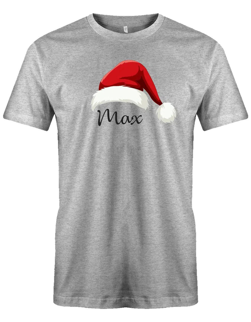 Weihnachtsmütze mit Wunschname - Herren T-Shirt grau