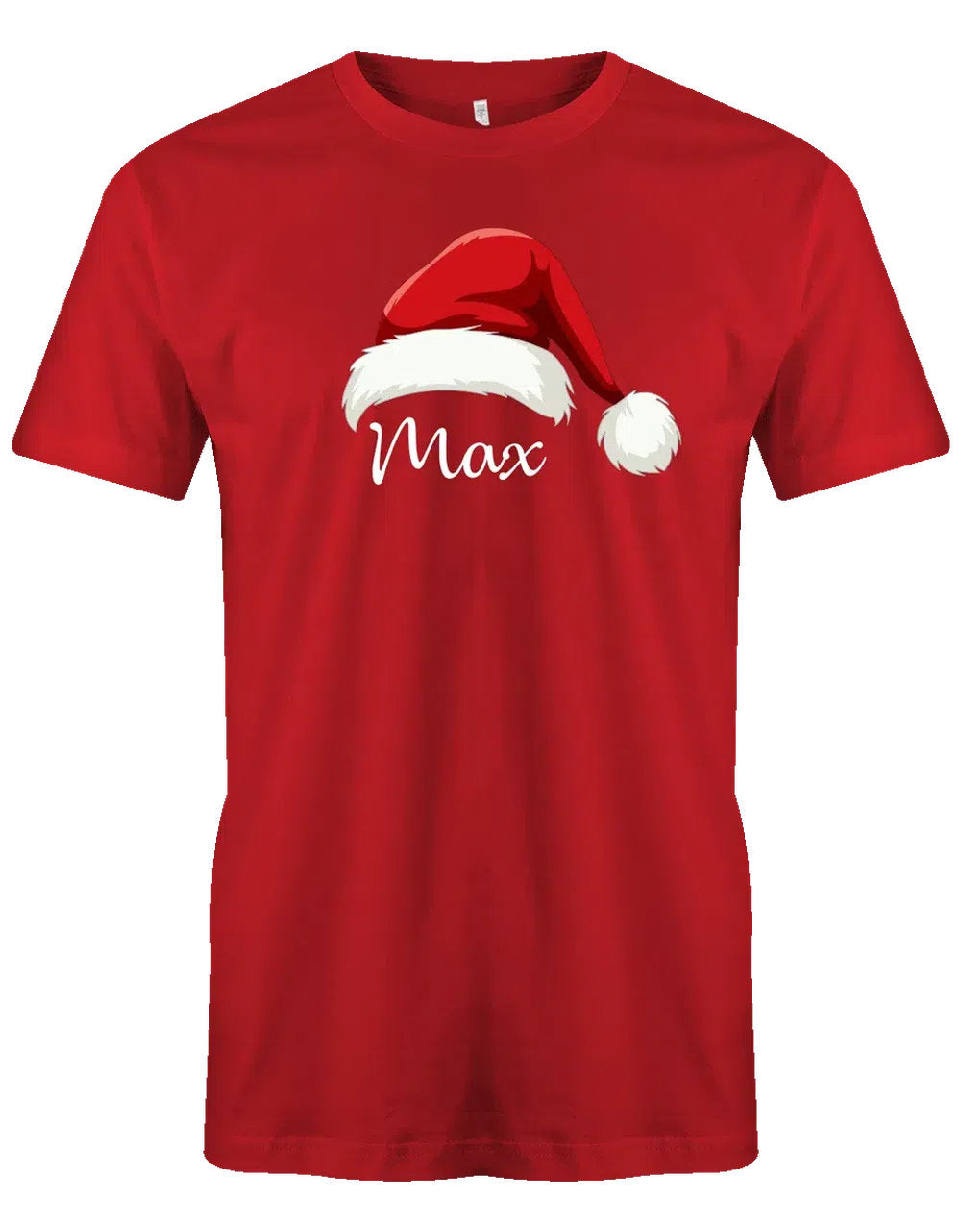 Weihnachtsmütze mit Wunschname - Herren T-Shirt rot