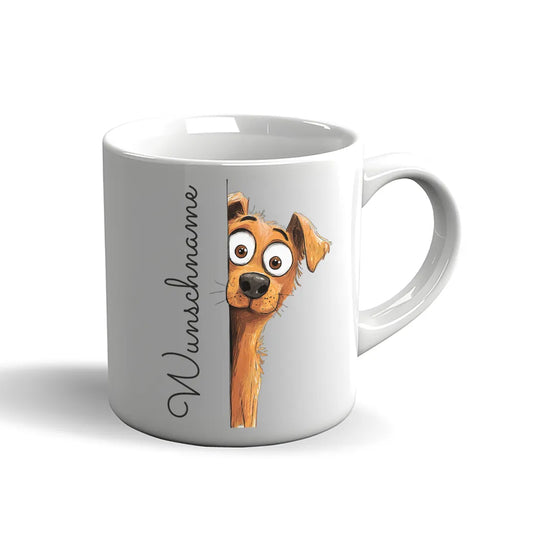Tasse mit Hund – Becher mit Wunschname
