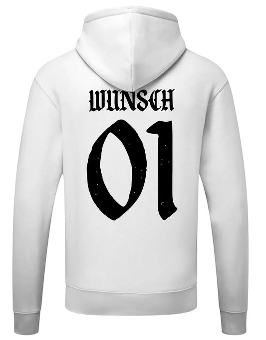 Wunschtext und Nummer Old English Partner Couple Hoodie
