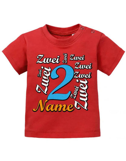 Zwei 2 Mehrfach mit Wunschname Junge - Baby T Shirt