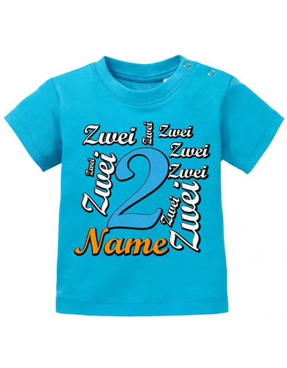 Zwei 2 Mehrfach mit Wunschname Junge - Baby T Shirt