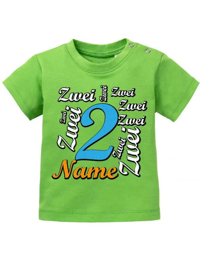Zwei 2 Mehrfach mit Wunschname Junge - Baby T Shirt