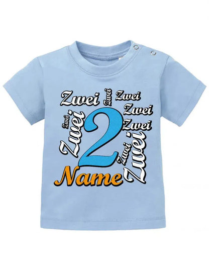 Zwei 2 Mehrfach mit Wunschname Junge - Baby T Shirt