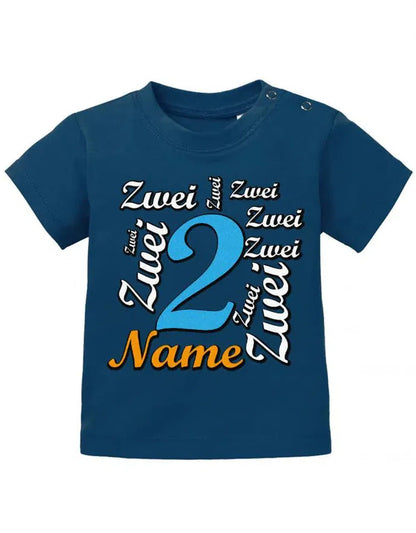 Zwei 2 Mehrfach mit Wunschname Junge - Baby T Shirt