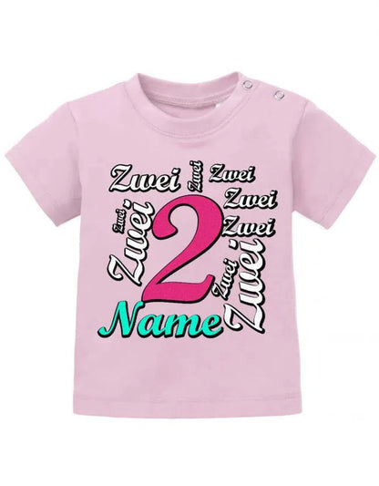 Zwei 2 Mehrfach mit Wunschname Mädchen - Baby T Shirt