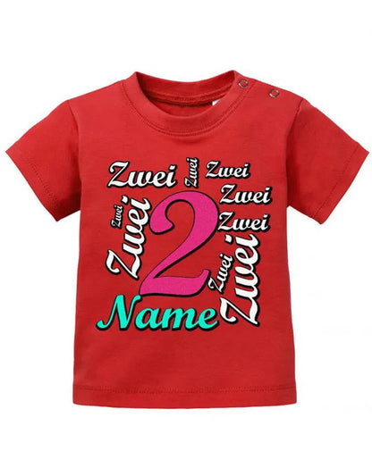 Zwei 2 Mehrfach mit Wunschname Mädchen - Baby T Shirt