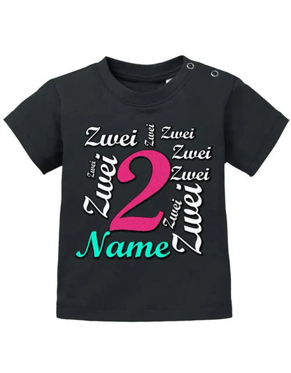 Zwei 2 Mehrfach mit Wunschname Mädchen - Baby T Shirt