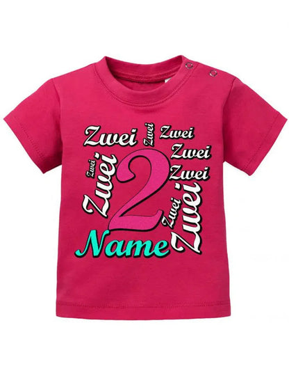 Zwei 2 Mehrfach mit Wunschname Mädchen - Baby T Shirt