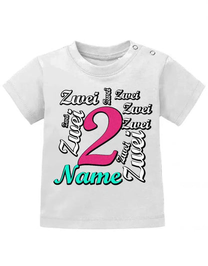 Zwei 2 Mehrfach mit Wunschname Mädchen - Baby T Shirt