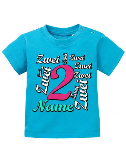 Zwei 2 Mehrfach mit Wunschname Mädchen - Baby T Shirt