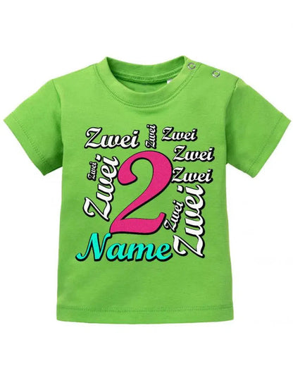 Zwei 2 Mehrfach mit Wunschname Mädchen - Baby T Shirt