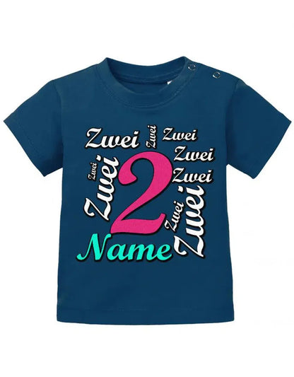 Zwei 2 Mehrfach mit Wunschname Mädchen - Baby T Shirt